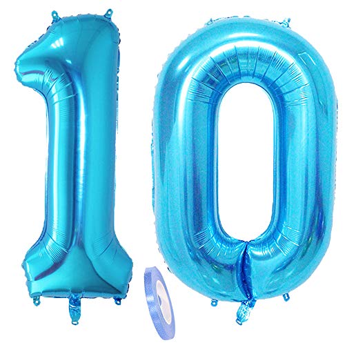 2 Globos Número 10, Número 10 Globo Blue Girl Boy Guys, Globo inflable de papel de helio de 40 "Figuritas de globos azules, Globo gigante para decoración de fiesta de cumpleaños Prom (xxxl 100cm) 2 Globos Número 10, Número 10 Globo Blue Girl Boy Guys, Globo inflable de papel de helio de 40 "Figuritas de globos azules, Globo gigante para decoración de fiesta de cumpleaños Prom (xxxl 100cm)