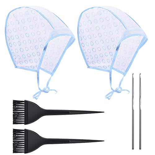 2 juegos de Gorro de Tinte, Gorro para Mechas Peluqueria con Cepillo de Tinte y gancho de metal para Suministros de Uso de Casa y Salón de Tinte de Pelo 2 juegos de Gorro de Tinte, Gorro para Mechas Peluqueria con Cepillo de Tinte y gancho de metal para Suministros de Uso de Casa y Salón de Tinte de Pelo