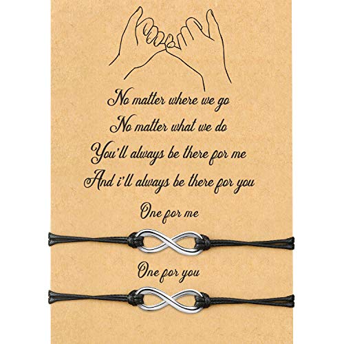 2 pulseras de amistad a juego para regalo a mejor amigo o a tu pareja Negro