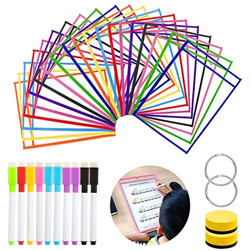 20 Pack Dry Erase Pockets, GuKKK Resuable Dry Erase Pockets Papelería Suministros 35.5×25.5 cm / A4 con Bolígrafos, para la Organización en el Aula y Colegio, Guardería, Oficina 20 Pack Dry Erase Pockets, GuKKK Resuable Dry Erase Pockets Papelería Suministros 35.5×25.5 cm / A4 con Bolígrafos, para la Organización en el Aula y Colegio, Guardería, Oficina