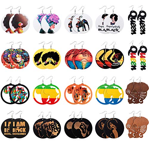 20 Pares de Pendientes de Mapa Africano para Mujer Aretes Redondos de Madera Natural Aretes Colgantes de Estilo Étnico para Mujeres 20 Pares de Pendientes de Mapa Africano para Mujer Aretes Redondos de Madera Natural Aretes Colgantes de Estilo Étnico para Mujeres