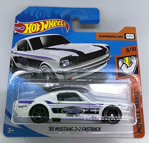 2019 Hot Wheels '65 Mustang 2+2 Fastback White 8/10 Muscle Mania 72/250 (Short Card)