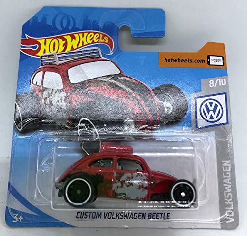 2019 Hot Wheels Custom Volkswagen Beetle Red 8/10 Volkswagen 69/250 (Short Card)
