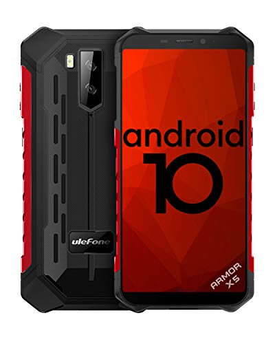 【2020】 Telefono Móvil Libre Resistente,Ulefone Armor X5 Android 10 4G Octa-Core 3GB+32GB - 5.5'' HD Resistente IP68 Impermeable Smartphone, Cámara 13MP+2MP,5000mAh batería, Dual SIM,GPS,NFC,OTG -Rojo