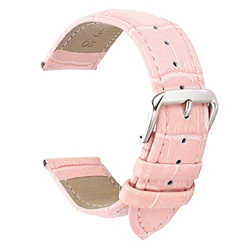 20mm de Color Rosa Las Pulseras para Relojes Bandas para Relojes de Pulsera de Las Mujeres de Cuero Genuino Mate Acolchados