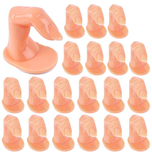 20PCS Juego de Dedos Falsos para Practicar, Modelo de práctica de la mano en las uñas. Dedos falsos móviles, reutilizables para uñas de acrílico. Práctica de manicura de la práctica