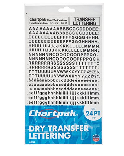 (24PT) - Chartpak Dry Transfer Letters and Numbers, 24PT Helvetica Font, 572 per Pack (00110)