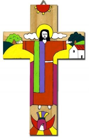 25 cms Crucifijo de madera.Cristo Resucitado