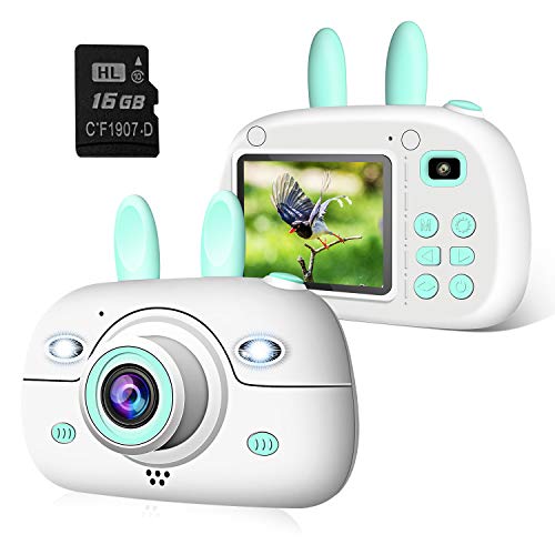 2NLF Camara para Niños Cámaras Digital de Video para niños Cámara Digital 2.4Pulgadas LCD 8MP 1080P HD Juguetes para Niña de 3-10 años con Tarjeta de 16GB SD