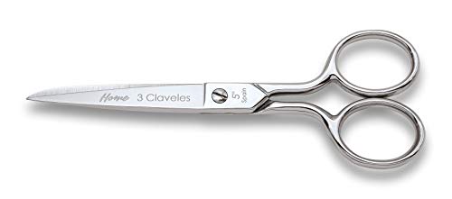 3 Claveles Tijera Castellana Varios Usos (Línea Home), Plata, Costura 5" (12,5 cm) 3 Claveles Tijera Castellana Varios Usos (Línea Home), Plata, Costura 5" (12,5 cm)