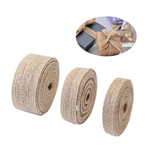 3 Rollos Cinta de Arpillera Natural, Cinta de Artesanía de Arpillera de Yute, para Manualidades de Bricolaje, Bodas, Decoración Del Hogar para Fiestas, Envoltura de Ramo de Regalo