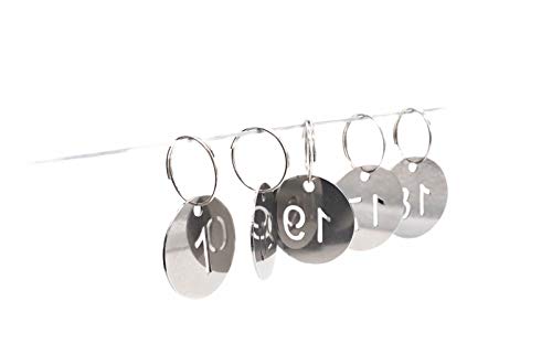 304 Stainless Steel Key Tags with Ring 20 pcs, 30mm Hollowed Number ID Tags Key Chain, Numbered Key Rings - 1 to 20