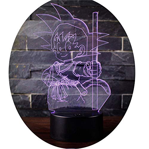 3D Lámpara óptico Illusions Luz Nocturna, CKW 7 Colores Cambio de Botón Táctil y Cable USB para Cumpleaños, Navidad Regalos de Mujer Bebes Hombre Niños Amigas (Dragon ball 5)