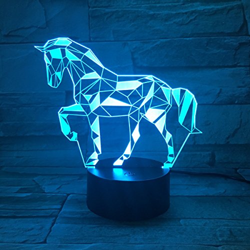 3D Lámpara óptico Illusions Luz Nocturna, EASEHOME LED Lámpara de Mesa Luces de Noche para Niños Decoración Tabla Lámpara de Escritorio 7 Colores Cambio de Botón Táctil y Cable USB, Caballo 3D Lámpara óptico Illusions Luz Nocturna, EASEHOME LED Lámpara de Mesa Luces de Noche para Niños Decoración Tabla Lámpara de Escritorio 7 Colores Cambio de Botón Táctil y Cable USB, Caballo