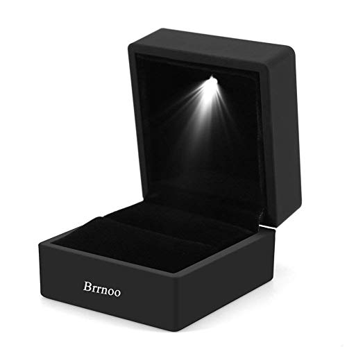 4 colores de moda LED iluminado Anillo caja de almacenamiento de joyería Display Case Gift(negro)