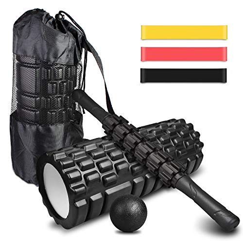 4-en-1 Foam Roller Kit , Rodillo Espuma, Rodillo Masaje, Bola de Masaje, Bandas Elasticas Fitness(3set), Rulo Masaje Muscular Fitness para Dar Masajes Profundos Relajan Músculos Rígidos y Adoloridos. 4-en-1 Foam Roller Kit , Rodillo Espuma, Rodillo Masaje, Bola de Masaje, Bandas Elasticas Fitness(3set), Rulo Masaje Muscular Fitness para Dar Masajes Profundos Relajan Músculos Rígidos y Adoloridos.