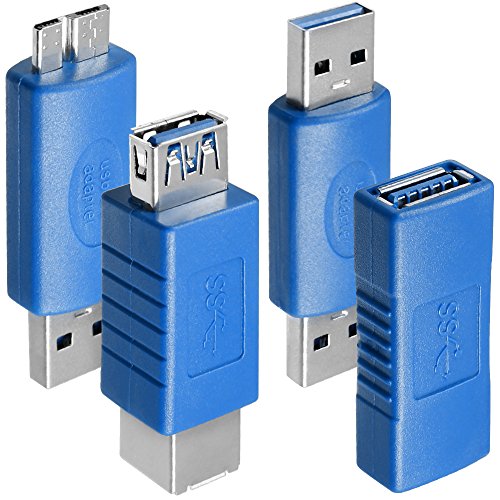 4 Modelos de Adaptadores USB 3.0 , AFUNTA USB Type-A Macho-macho 3.0 , Hembra-hembra 3.0 , USB A hembra a USB B hembra , Macho micro B a Macho USB 3.0 , Conector de Acoplador de Extensión