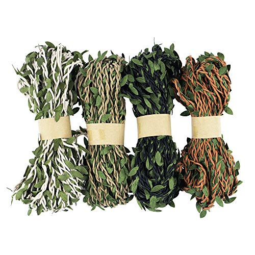 40M Cuerda Trenzada de Cáñamo Natural, NogaMoga Hilo Yute y Cinta con Hoja Verdes Artificial, 4 Color Cuerda Arpillera para Guirnalda de Flores Decoración, Jardinería, Boda, Fiesta 40M Cuerda Trenzada de Cáñamo Natural, NogaMoga Hilo Yute y Cinta con Hoja Verdes Artificial, 4 Color Cuerda Arpillera para Guirnalda de Flores Decoración, Jardinería, Boda, Fiesta