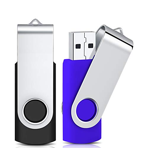 4GB Unidad Flash USB, Cardfuss 2 Pack USB2.0 Memory Stick Swivel Thumb Drives USB Stick Jump Drive Pen Drive Almacenamiento de Datos con indicador LED (Multicolor con Cuerdas de Seguridad)