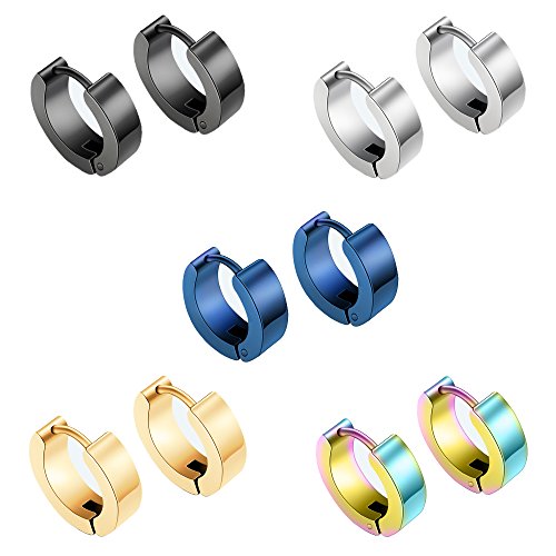 5 Pares 14mm Acero Inoxidable Pendientes pour Hombre Mujer Niña Pendientes Aros Plata Tous 5 Pares 14mm Acero Inoxidable Pendientes pour Hombre Mujer Niña Pendientes Aros Plata Tous