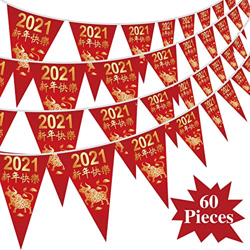 60 Banderas Banderines de Año Nuevo Chino Banderines Impermeables de Festival de Primavera de Año 2021 de Buey para Decoración Feliz Año Nuevo de Chino, 7,4 x 10,8 Pulgadas(5 Series) 60 Banderas Banderines de Año Nuevo Chino Banderines Impermeables de Festival de Primavera de Año 2021 de Buey para Decoración Feliz Año Nuevo de Chino, 7,4 x 10,8 Pulgadas(5 Series)