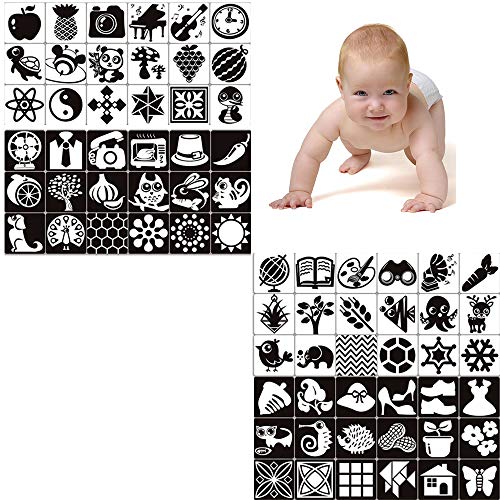 72 imágenes tarjetas de contraste en blanco negro tarjetas de memoria flash para bebés recién nacidos niño pequeños, animales forma de fruta contraste imagen de juego regalos para juguetes educativos