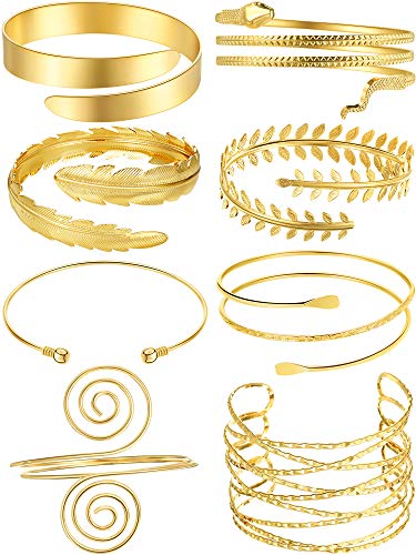 8 Piezas Brazalete de Brazo Oro Banda de Brazo Superior Banda de Brazo Espiral Brazalete Ajustable para Mujeres 8 Piezas Brazalete de Brazo Oro Banda de Brazo Superior Banda de Brazo Espiral Brazalete Ajustable para Mujeres