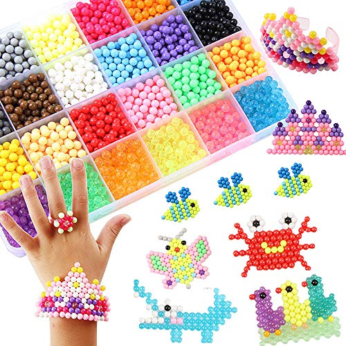 Abalorios Cuentas de Agua 4000 Perlas Kit Abalorios 24 Colors(6 Jewel) Niños DIY Educativos Artesanía Craft Kits