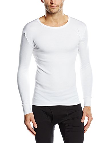 Abanderado - Camiseta térmica de manga larga y cuello redondo para hombre, color Blanco, talla 56 (XL), Talla Internacional: L