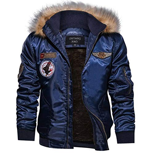 Abrigos de Moda Militares Casuales de los Hombres Abrigo de Invierno de algodón Grueso Chaqueta de Bombardero Chaqueta piloto Capa táctica del ejército Traje Deportivo cálido (L, Azul) Abrigos de Moda Militares Casuales de los Hombres Abrigo de Invierno de algodón Grueso Chaqueta de Bombardero Chaqueta piloto Capa táctica del ejército Traje Deportivo cálido (L, Azul)