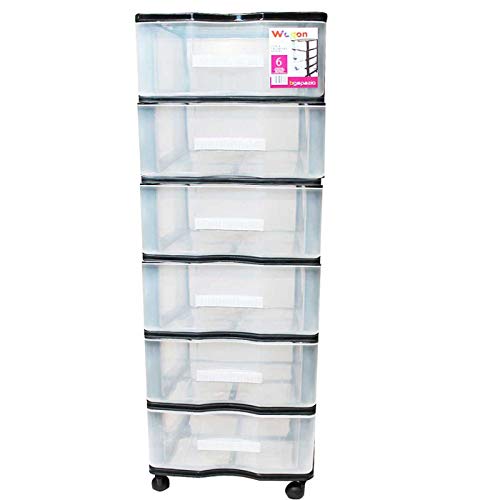 Acan Cajonera Wagon de plástico Negro 6 cajones con Ruedas 102 x 38 x 39 cm Acan Cajonera Wagon de plástico Negro 6 cajones con Ruedas 102 x 38 x 39 cm