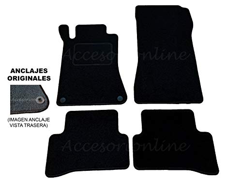 Accesorionline Alfombrillas para Mercedes CLK Todos los Modelos A Medida con talonera Alfombras esterillas (CLK II Desde 2003)