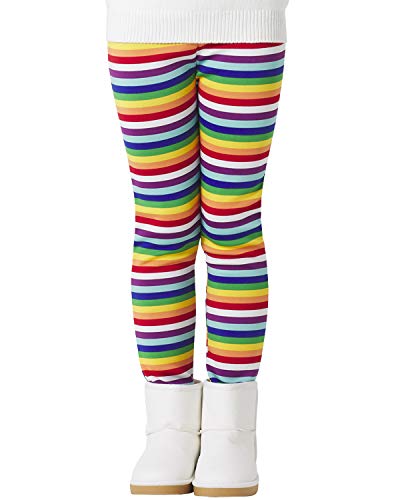 Adorel Leggings Invierno Forro Polar Gruesos para Niñas Arco Iris Rayas 5-6 Años (Tamaño del Fabricante 120)