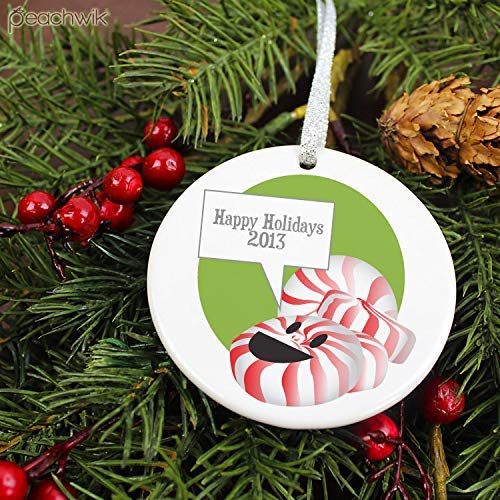 Adorno de árbol de Navidad con forma de árbol de custome, Qurantine 2020 con remolino de menta, caramelo y gramo de Navidad, divertido Candygram, adorno navideño de cerámica de porcelana
