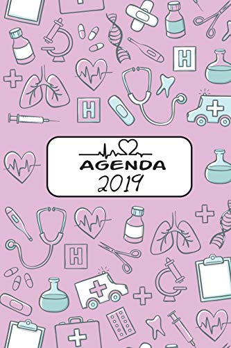 Agenda 2019: Agenda Mensual y Semanal + Organizador I Cubierta con tema de Enfermera I Enero 2019 a Diciembre 2019 6 x 9in
