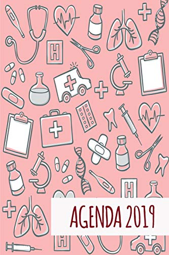 Agenda 2019: Agenda Mensual y Semanal + Organizador I Cubierta con tema de Enfermeria I Enero 2019 a Diciembre 2019 6 x 9in