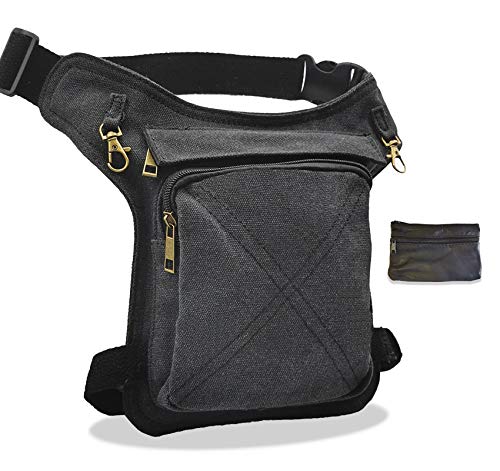 AHR Quality Riñonera Lateral Aviador Riñonera Pierna Lona Pernera Moto con Cremallera, 3 Bolsillos y Doble Sujeción Unisex AHR Quality Riñonera Lateral Aviador Riñonera Pierna Lona Pernera Moto con Cremallera, 3 Bolsillos y Doble Sujeción Unisex