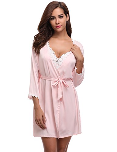 Aibrou Camison Sexy Mujer Elegante picardías Babydoll Ropa Interior Mujer Sexy Conjuntos Batas y Kimonos (Rosa, M)