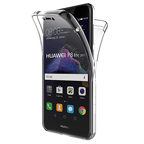 AICEK Funda Huawei P8 Lite 2017, Transparente Silicona 360°Full Body Fundas para Huawei P8 Lite 2017 Carcasa Silicona Funda Case