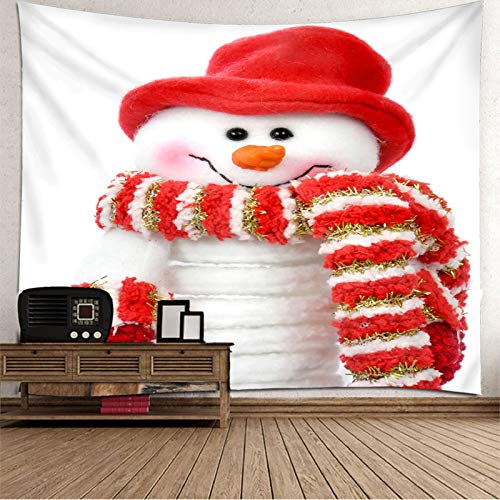 Aimsie - Tapiz para pared, diseño de muñeco de nieve con gorro y bufanda, poliéster, 150 x 150 cm