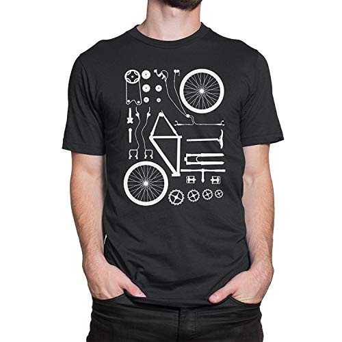 aiteweifuzhuangdian Divertidos de la Bici MTB de despiece de la Camiseta de los Hombres para completar un Ciclo, Cuesta Abajo y de Montaña Los Aficionados de Bicicletas, XX-Large, Negro