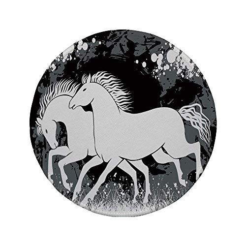 Alfombrilla de ratón Redonda de Goma Antideslizante decoración Moderna Gladiador Antiguo de época Romana Dos Caballos de Raza con Imagen de Marcas de Pintura Gris Blanco Negro 7.9"x7.9"x3MM Alfombrilla de ratón Redonda de Goma Antideslizante decoración Moderna Gladiador Antiguo de época Romana Dos Caballos de Raza con Imagen de Marcas de Pintura Gris Blanco Negro 7.9"x7.9"x3MM