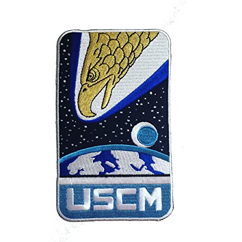 Aliens Extranjeros USCM Marines coloniales de EE. UU. Grito de hierro bordado con águila en parche (125 mm x 75 mm)