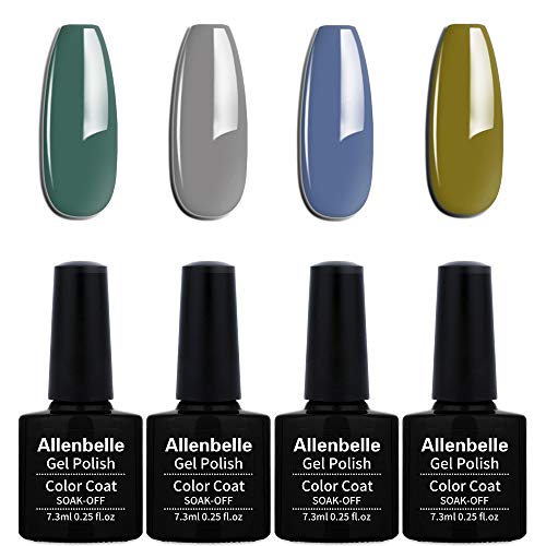 Allenbelle Esmaltes Permanentes Para Uñas Nail Art Soak Off UV LED Esmalte Permanente de gel (Lot 4 pcs 7.3ML/pc) 019