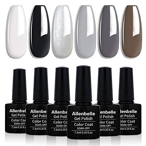 Allenbelle Esmaltes Permanentes Para Uñas Nail Art Soak Off UV LED Esmalte Permanente de gel (Lot 6 pcs 7.3ML/pc) 007
