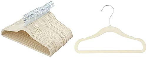 AmazonBasics - Perchas de terciopelo para trajes - Paquete de 50, Marfil AmazonBasics - Perchas de terciopelo para trajes - Paquete de 50, Marfil