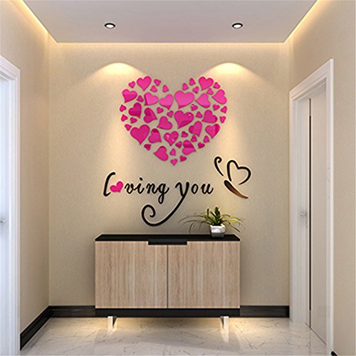 Amor corazón DIY Vinilo extraíble calcomanía Arte Mural Pegatinas de Pared decoración de la habitación del hogar, decoración del hogar del día de San Valentín