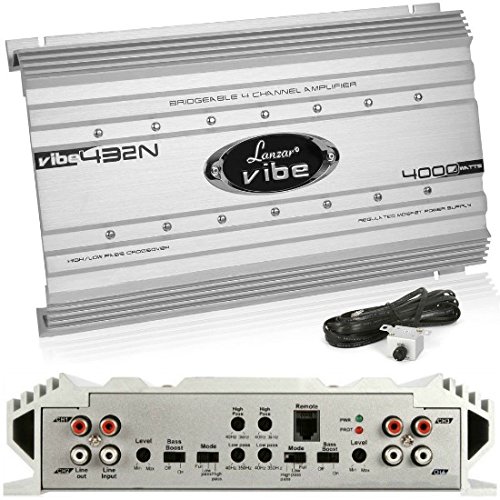 Amplificador A. 4 Canales LANZAR Vibe 432N VIBE432N DE 2000 VATIOS RMS 4 X 500 VATIOS RMS Y 4000 VATIOS MAX por Puertas O SUBWOOFER con Control Remoto del Sub A. Distancia Incluso Amplificador A. 4 Canales LANZAR Vibe 432N VIBE432N DE 2000 VATIOS RMS 4 X 500 VATIOS RMS Y 4000 VATIOS MAX por Puertas O SUBWOOFER con Control Remoto del Sub A. Distancia Incluso