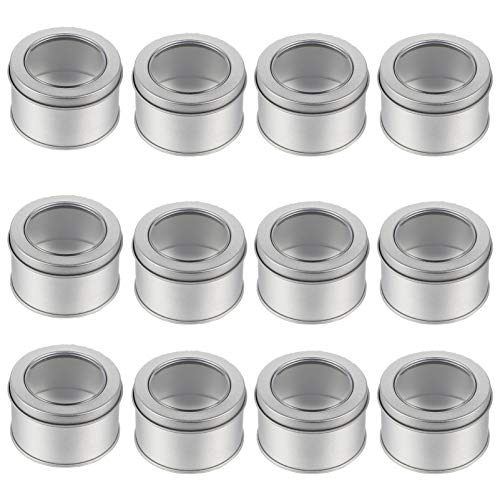 Angoily 12 Piezas de Latas de Metal Contenedor Vacío Redondo con Latas de Velas Superiores Transparentes para Favores de Fiesta Fabricación de Velas Dulces Regalos Decoración de Navidad Angoily 12 Piezas de Latas de Metal Contenedor Vacío Redondo con Latas de Velas Superiores Transparentes para Favores de Fiesta Fabricación de Velas Dulces Regalos Decoración de Navidad