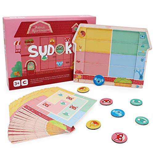 ANIKI TOYS Animal Apartment Sudoku Juegos de Mesa magnéticos Número Puzzle Toy de Viaje - 4 5 6 7 años Juguete Educativo para niños (Nivel Principiante)